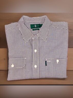 Vtg Men’s Hunt Club Blue & White Check Button Down Shirt w/2 Pockets-XL-GUC